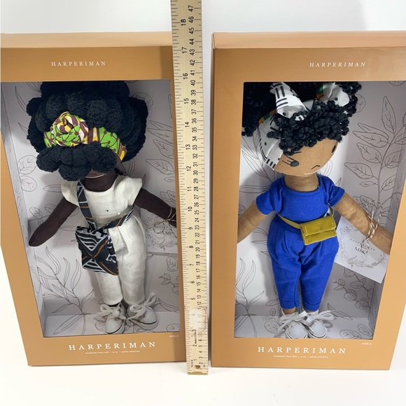 Lot of 2 Handmade Linen Dolls by HARPERIMAN Yumi & Mia - Picture 6 of 7